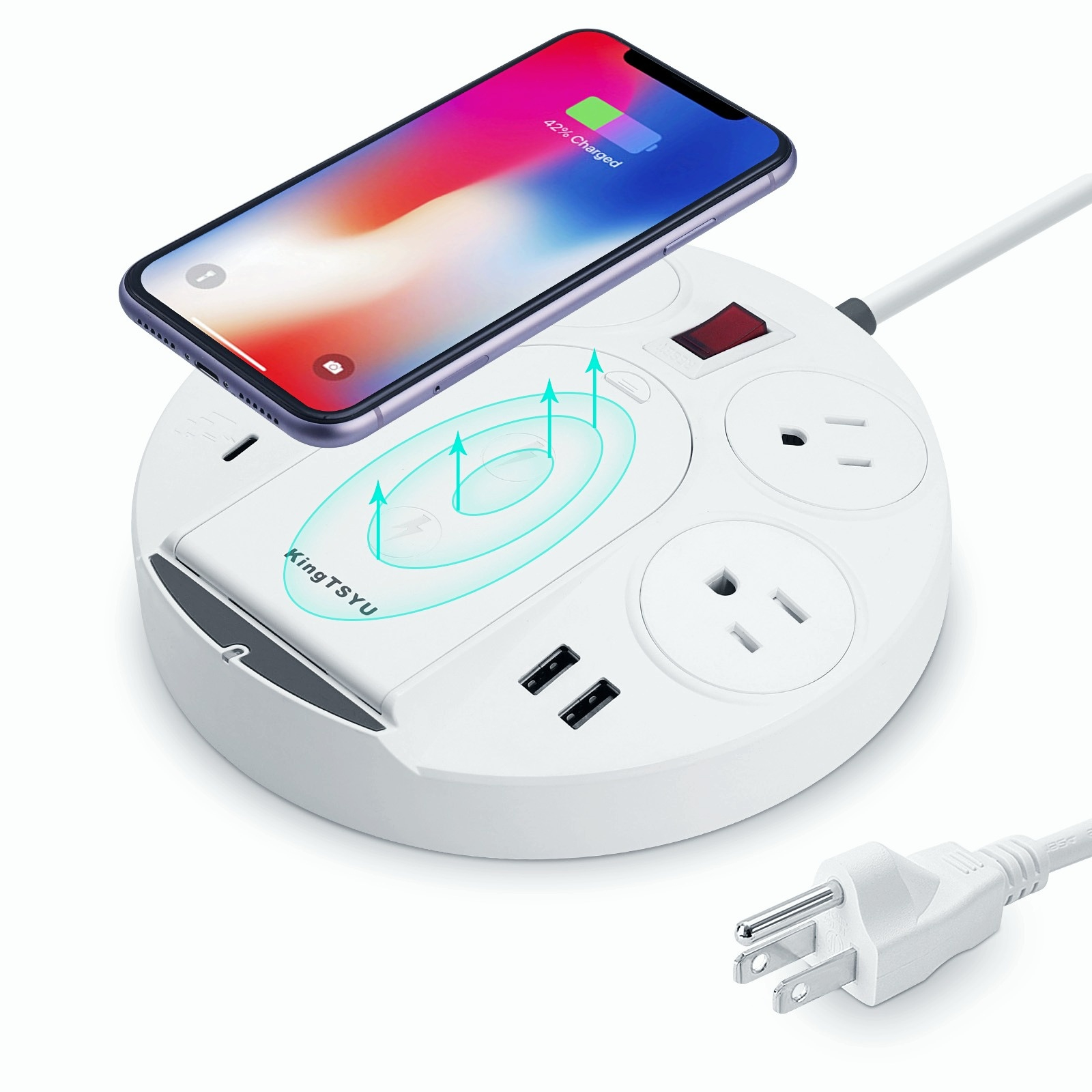 Round Multifunctional Wireless Charging Power Strip